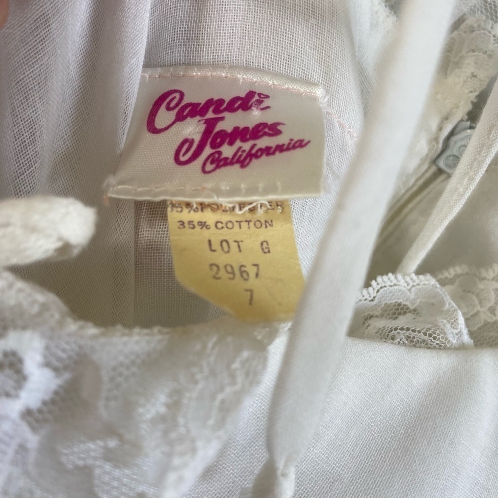 70s Vintage Maxi Slip Dress Embroidered Lace Ruffle Trim Cottage Prairie Size 7 - Picture 8 of 11